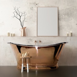 Retro Badewanne freistehend aus Kupfer, doppelseitig - Kupfer/Nickel - Hudson Reed Sienna