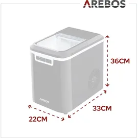 Arebos Eiswürfelmaschine Ice Cube Maker 2 Eiswürfelgrößen, 2,2 Liter