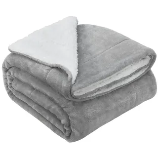 Juskys Fleecedecke Hellgrau Textil, 150x200 cm Wohntextilien, Decken, Fleecedecken