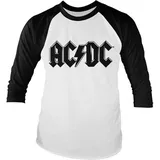 AC/DC Black Logo Retro Baseball Long Sleeve Tee weiß M