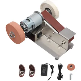 qranseuyxy Schleifbock, Elektrischer Mini Bandschleifer, Tisch Bandschleifer Messerscharfer mit 20 Schleifriemen, 7-stufig einstellbarer Poliermaschine, Schleifmaschine Messer fur Metall, Bernstein, Keramik