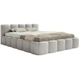 Selsey Polsterbett 160x200 cm Modernes Bettgestell mit Lattenrost Elegantes Design in Hellgrau Szenil Toronto Robuster Holzrollrost für Komfort Bodenschonende Kunststoffgleiter Max Belastung 250 kg