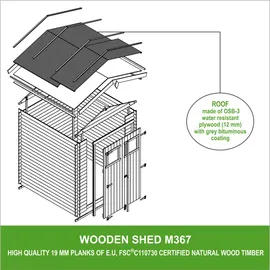 TIMBELA Gartenhaus Holz 1,98 m2 Gartenschuppen ohne Boden