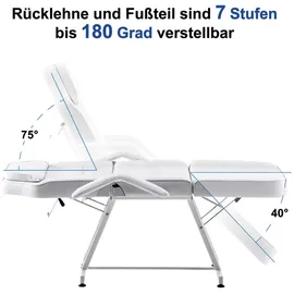 Barberpub Kosmetikliege Therapieliege Massageliege Tattooliege Kosmetikstuhl Schönheitsausrüstung 0015W (Weiß)