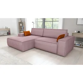 mebloland Ecksofa TOR mit Schlaffunktion. Farbe: Lavender. - Rosa