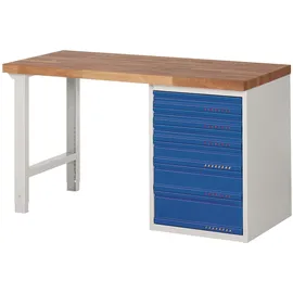 tecwerk Werkbank Ser.BK 650 B1500xT700xH840mm Buche lichtgrau/blau 6 Schubl.TECWERK