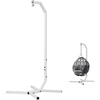 QLS Hängesessel Gestell aus Stahl mit Haken 203 cm Stabil bis 100 kg Outdoor Weiß