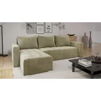 Easy4You Ecksofa FORSET Velours L-Form Beige – 235x86x145 cm - Schlafsofa mit Schlaffunktion - Eckcouch - Kissen – Stoff Manila 02 - Beige