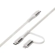 Vivanco Männlich Gerade Rundkabel USB C auf USB C/Lightning bis 100 W 1,2 m (Weiß)