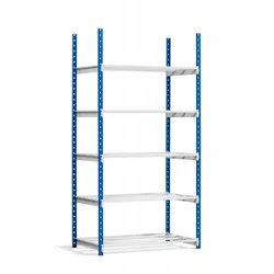 PROREGAL Fachbodenregal MAXIMUS | Grundregal | HxBxT 200x150x40cm | 5 Ebenen | offener Fachboden | Fachlast 83kg | Lichtblau/Lichtgrau