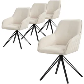 ML-Design Esszimmerstühle drehbar 4er Set Textil Webstoff Creme Drehstuhl