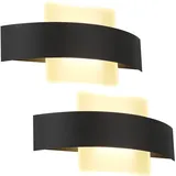 GBLY 2er Led Wandleuchte Warmweiß Innen Wandlampe Wohnzimmer 7W aus Acryl Modern Bettlampe Nachtlampe 23.5cm in Schwarz und Weiß für Schlafzimmer Wohnzimmer Arbeitszimmer Treppenhaus