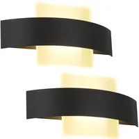 GBLY 2er Led Wandleuchte Warmweiß Innen Wandlampe Wohnzimmer 7W aus Acryl Modern Bettlampe Nachtlampe 23.5cm in Schwarz und Weiß für Schlafzimmer Wohnzimmer Arbeitszimmer Treppenhaus