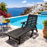 Sonnenliege Gartenliege Relaxliege Saunaliege Kunststoff Anthrazit H96x72x189cm