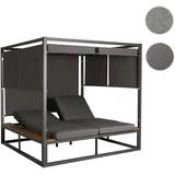 Mendler Aluminium Lounge-Gartenliege HWC-M63, Sonnenliege Bali-Liege Doppelliege Outdoor-Bett Daybed, 10cm-Polster ~ dunkelgrau