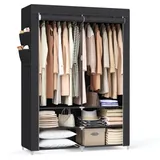 Songmics Kleiderschrank, mit Ablagen, viel Platz, schwarz