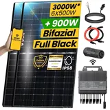 EPP.Solar Balkonkraftwerk 3000W Komplett Steckdose, TSOL MP 3000W WIFI Wechselrichter Smart Meter- 6x500W Bifaziale Solarpanel