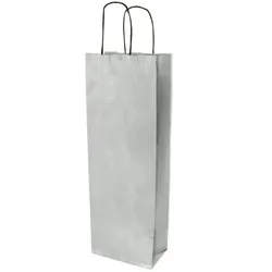 BIOZOYG 25 Stück Geschenktaschen silber Flaschentaschen für Weinflaschen Weinbeutel aus Kraftpapier umweltfreundliche Weintüten aus Kraftpapier