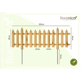 Pemicont Floranica Steckzaun Gartenzaun Kiefer 1 stk 40 x 100 cm Natur Metallstäben Begrenzungszaun Dekorative Beeteinfassung Beetumrandung