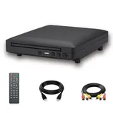 Rordigo Tragbarer DVD-Player, externer USB-Anschluss, kompatibel mit CD, VCD, DVD, Disk zu Hause, Reisen, Wohnmobil, EU-Stecker