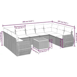 vidaXL Garten-Lounge-Set 10-tlg. grau Polyrattan