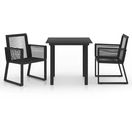 vidaXL Garten-Essgruppe 3-tlg. Tisch 80 x 80 cm schwarz 3058283