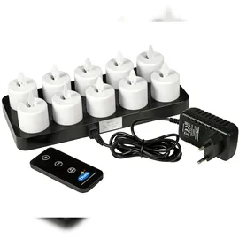 Duni LED Set Moving Flame, Warm White, 10 Stück 38 x Ø 36 mm 25 Std. Weiß,