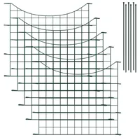 PEILU 5 Stück Teichzaun Metall Steckzaun Komplettset mit 6 Befestigungs Stäben Unterbogen Garten Gitterzaun Dekorative Begrenzungszaun Outdoor Hundezaun für Teich Gemüsegärten, Gärtnereien