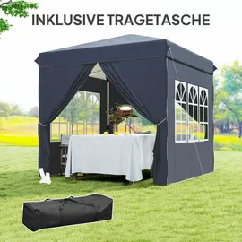 Outsunny Faltpavillon 2,5 x 2,5 m inkl. 4 Seitenteile Blau