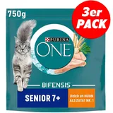 PURINA ONE BIFENSIS Senior 7+ Katzenfutter Trockenfutter mit Huhn 3 x 750g