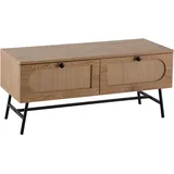 FineBuy Lowboard 100 x 40 x 45 cm Braun/MDF Eiche Dekor/Rattan