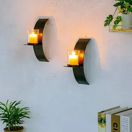 luxuskollektion 2er Set Wand Kerzenhalter Schwarz Metall Teelichthalter