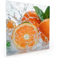 Primedeco Küchenrückwand Spritzschutz, Herdblende aus Glas - Motiv Spritzige Orangen cm x 40 cm