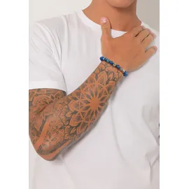 KUZZOI Armband Herren Achat Perlen Blau Beads 925 Silber Größe 23