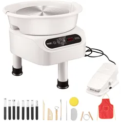 VEVOR Töpferscheibe Keramik Rad Maschine Pedal 450W 28cm Weiß Stützfüße