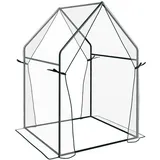 Outsunny Foliengewächshaus, Gewächshaus, Treibhaus mit Doppeltür, PE, Transparent,