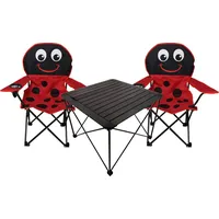 Mojawo 3er Kindersitzgruppe Kindertisch 2 Kinderstuhl Anglerstuhl Sitzgruppe - Schwarz/Rot