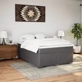 vidaXL Boxspringbett mit Matratze Grau 140x200 cm Kunstleder