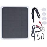 Solar Panel Kit, 20W 12V Solar Autobatterie Ladegerät Solarpanel Erhaltungsladegerät mit Krokodilklemmenadapter, Tragbares Solarpanel Notstromversorgung für Auto, Boot, Automobil, Motorrad, Wohnmobil