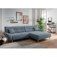 Ecksofa INOSIGN "Drago L-Form" Sofas Gr. B/H/T: 290cm x 81cm x 166cm, Struktur, Recamiere rechts, Bezugsfarbe hellblau-Recamiere rechts, blau (hellblau) frei im Raum stellbar, versch. Stoffe, 3-, 2-Sitzer & Sessel verfügbar