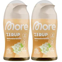 MORE Zerup, Holunderblüte, 65 ml, für bis zu 8 l Fertiggetränk, zuckerfreier Sirup mit echten Fruchtextrakten, vegan, zero Kalorien - made in Germany (Packung mit 2)