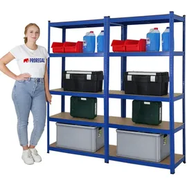 Proregal Schwerlastregal Holz 180 x 90 x 40 cm blau 2 Stück