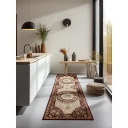 Teppich NORTHRUGS "Adraskan", rot (rot,creme), B:80cm H:8mm L:240cm, Polypropylen, Teppiche, Orient Optik, Läufer, strapazierfähig, pflegeleicht, robust