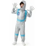 Corimori Kostüm Kinder Astronaut Kostüm, Weltraum Anzug, Set, Weltraum Kostüm – Space Suit Verkleidung für Karneval & Halloween grau 134/140