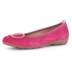 Ballerina GABOR, Damen, Gr. 38, pink, Ziegenveloursleder, unifarben, modisch, Schuhe, flache Schuhe, Slipper mit Hovercraft Luftkammern-Laufsohle