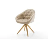 DELIFE Esszimmerstuhl Gaio-Flex Mikrofaser Beige Vintage Holzgestell kantig Natur, Esszimmerstühle