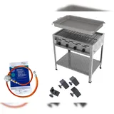 ChattenGlut Gasbräter 4-flammig 18kW Standgerät Rost und Stahlpfanne mit DGUV