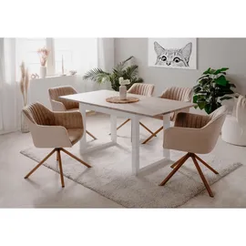 furn.design Esstisch weiß Sand, Holzwerkstoff, Rechteckig,Rechteckig, U-Form, 120x75x80 cm, Esszimmer, Tische, Esstische