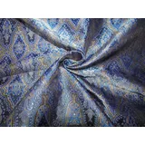 Brokat aus Seide, Breite 111,8 cm, Pfauenblau und Schwarz, Meterware