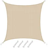 AMANKA UV Sonnensegel 3x3 m HDPE Quadrat Sonnenschutz Überdachung Garten Balkon Beige